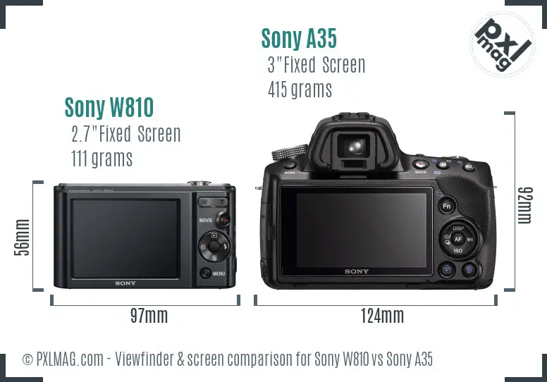 Sony W810 vs Sony A35 Screen and Viewfinder comparison