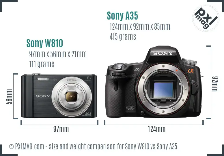 Sony W810 vs Sony A35 size comparison