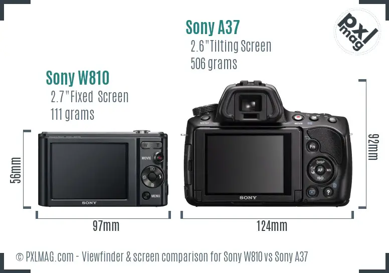 Sony W810 vs Sony A37 Screen and Viewfinder comparison