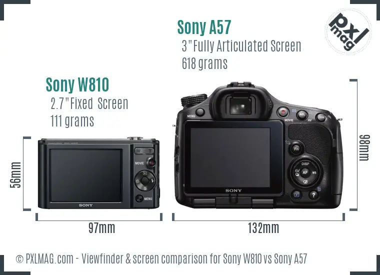Sony W810 vs Sony A57 Screen and Viewfinder comparison