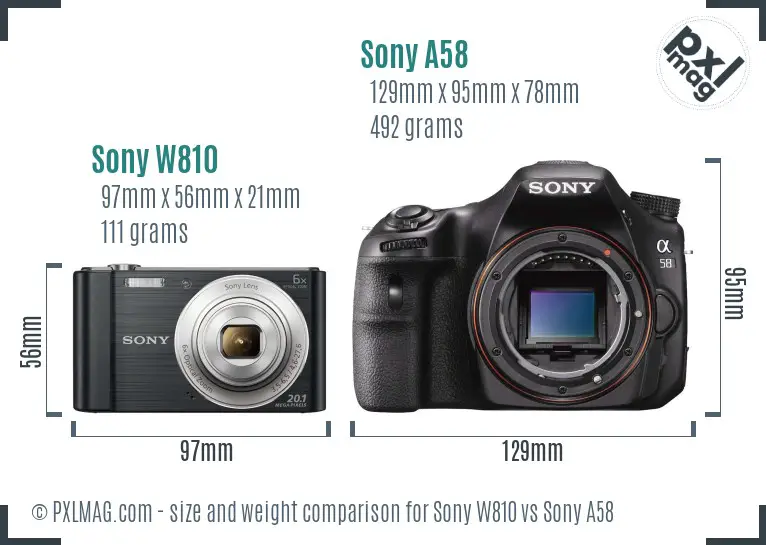 Sony W810 vs Sony A58 size comparison
