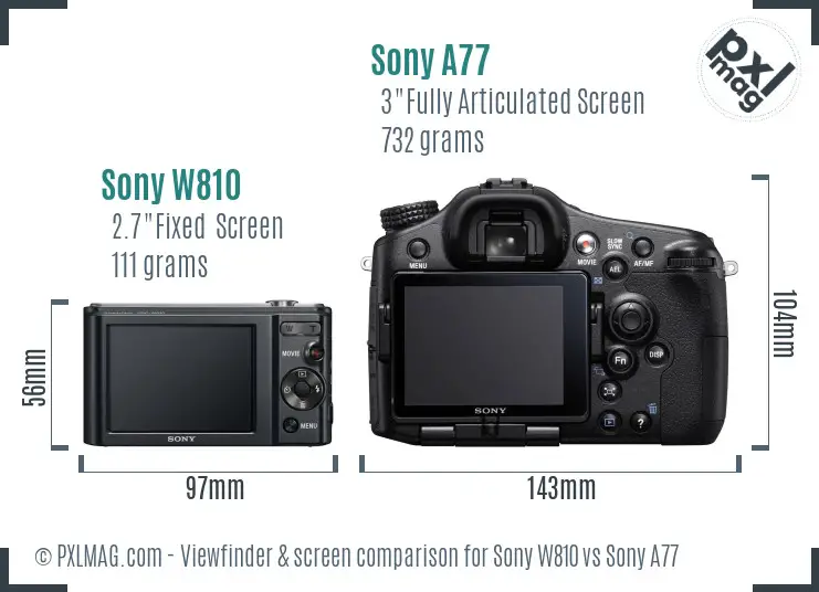 Sony W810 vs Sony A77 Screen and Viewfinder comparison