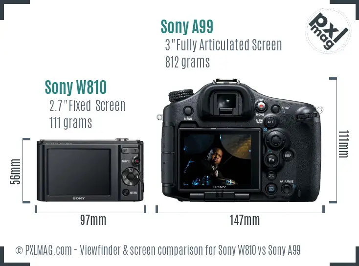 Sony W810 vs Sony A99 Screen and Viewfinder comparison