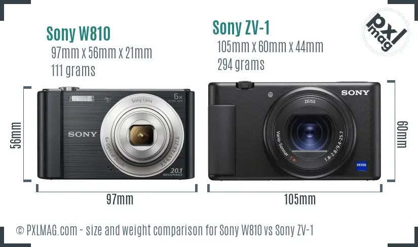 Sony W810 vs Sony ZV-1 size comparison