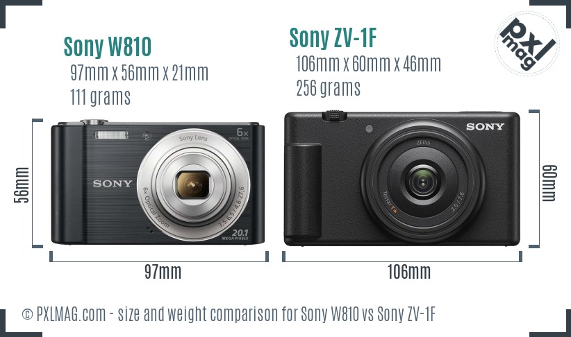 Sony W810 vs Sony ZV-1F size comparison
