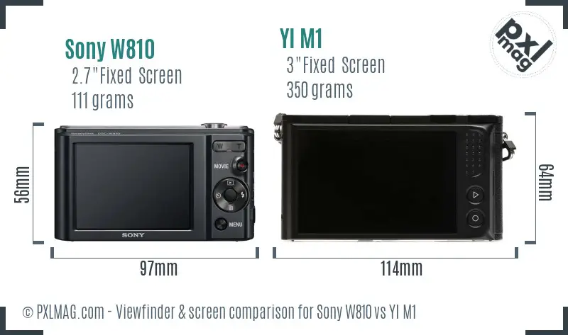 Sony W810 vs YI M1 Screen and Viewfinder comparison