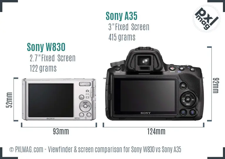 Sony W830 vs Sony A35 Screen and Viewfinder comparison