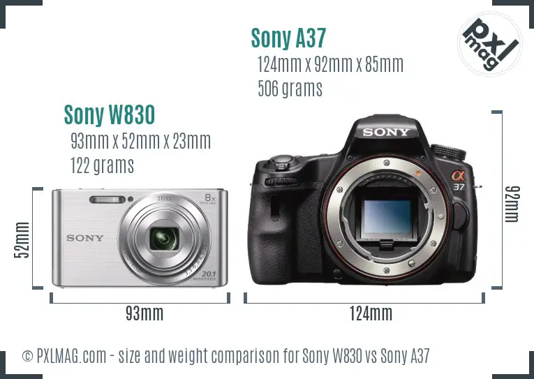 Sony W830 vs Sony A37 size comparison