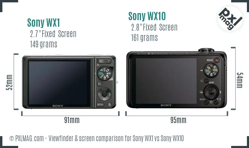 Sony WX1 vs Sony WX10 Screen and Viewfinder comparison