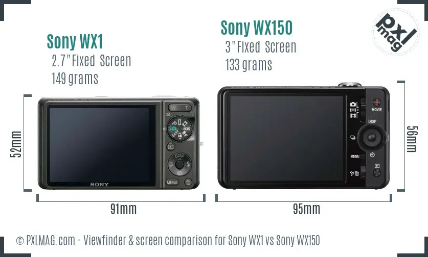 Sony WX1 vs Sony WX150 Screen and Viewfinder comparison
