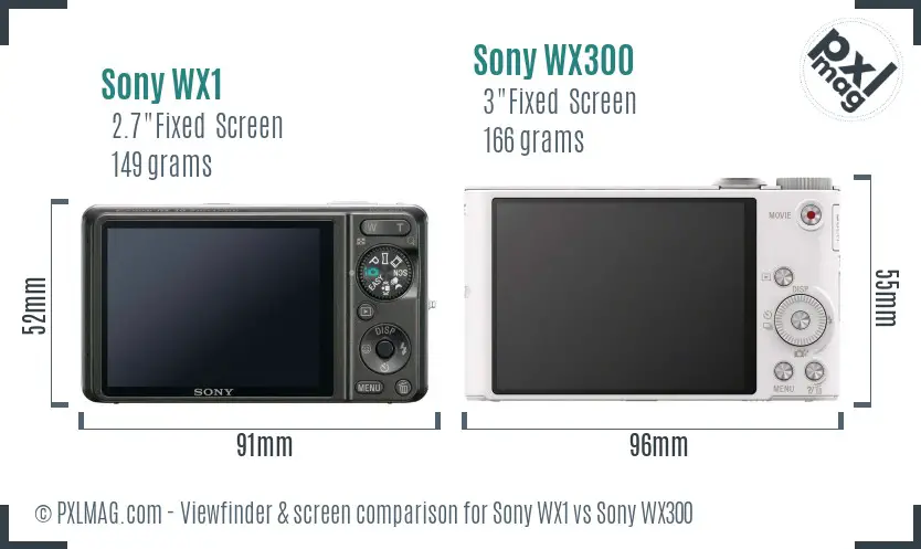 Sony WX1 vs Sony WX300 Screen and Viewfinder comparison