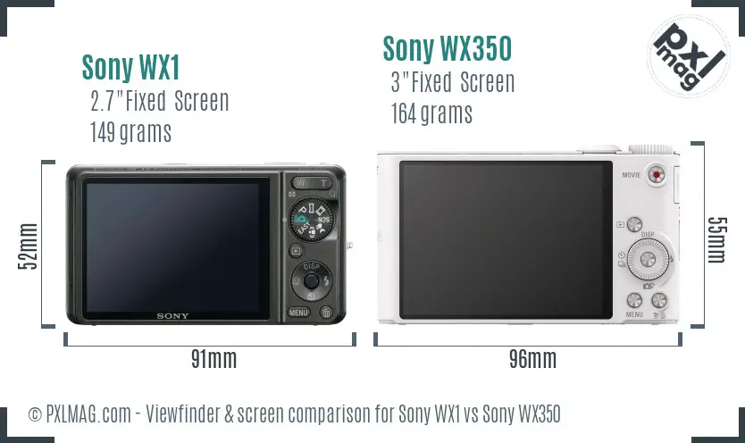 Sony WX1 vs Sony WX350 Screen and Viewfinder comparison
