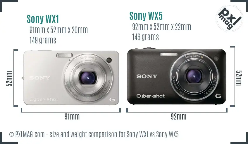 Sony WX1 vs Sony WX5 size comparison