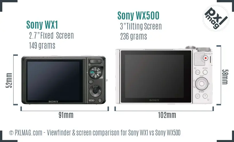 Sony WX1 vs Sony WX500 Screen and Viewfinder comparison