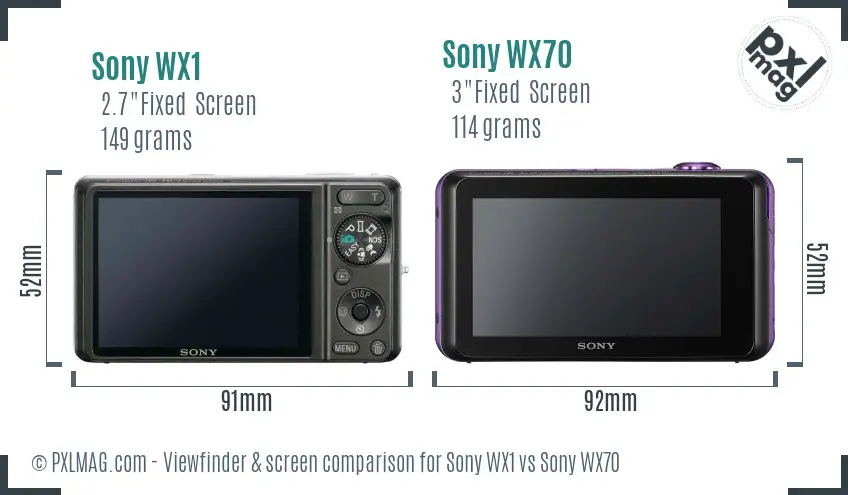 Sony WX1 vs Sony WX70 Screen and Viewfinder comparison