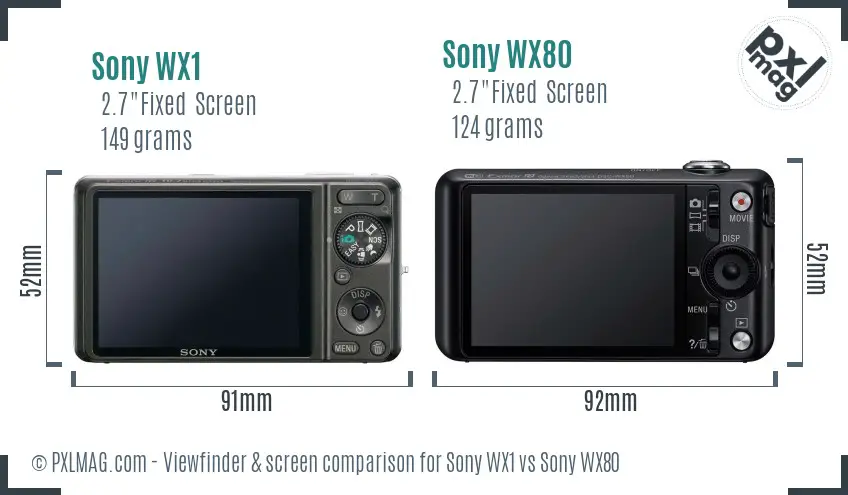 Sony WX1 vs Sony WX80 Screen and Viewfinder comparison