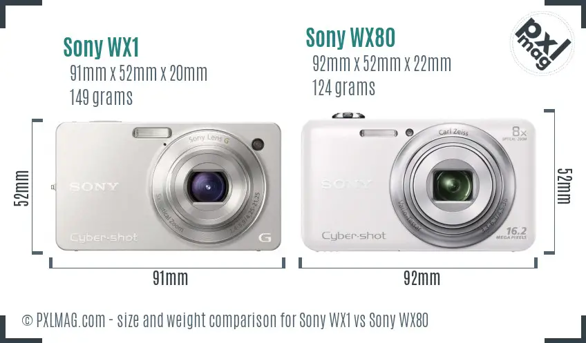 Sony WX1 vs Sony WX80 size comparison