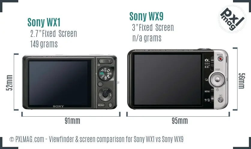 Sony WX1 vs Sony WX9 Screen and Viewfinder comparison