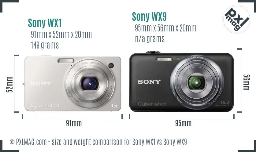 Sony WX1 vs Sony WX9 size comparison