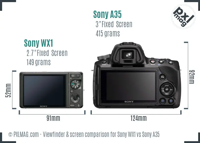 Sony WX1 vs Sony A35 Screen and Viewfinder comparison