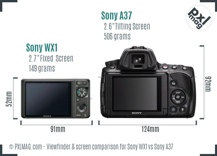 Sony WX1 vs Sony A37 Screen and Viewfinder comparison