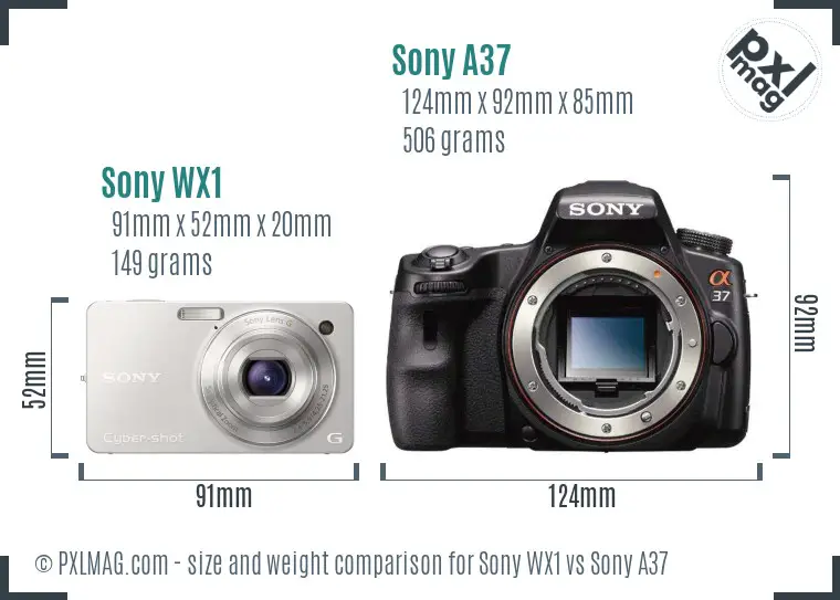 Sony WX1 vs Sony A37 size comparison