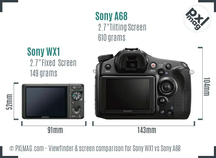 Sony WX1 vs Sony A68 Screen and Viewfinder comparison