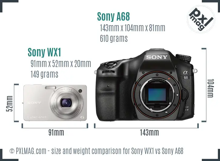 Sony WX1 vs Sony A68 size comparison