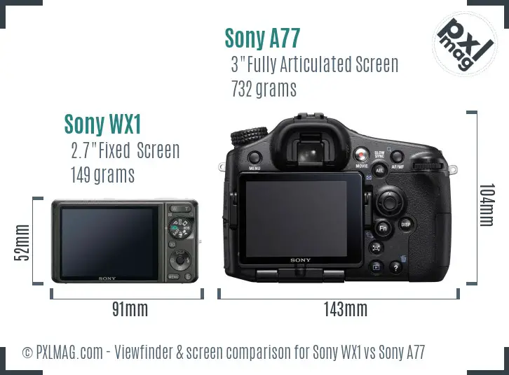 Sony WX1 vs Sony A77 Screen and Viewfinder comparison
