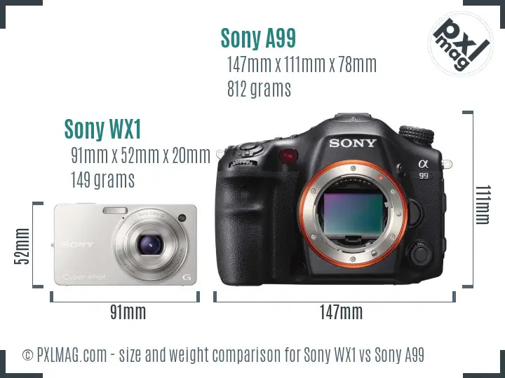 Sony WX1 vs Sony A99 size comparison