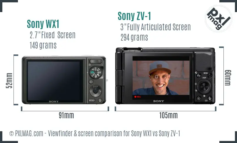 Sony WX1 vs Sony ZV-1 Screen and Viewfinder comparison