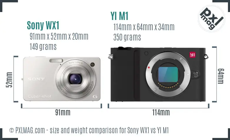 Sony WX1 vs YI M1 size comparison