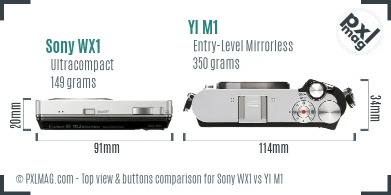 Sony WX1 vs YI M1 top view buttons comparison