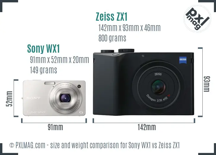 Sony WX1 vs Zeiss ZX1 size comparison