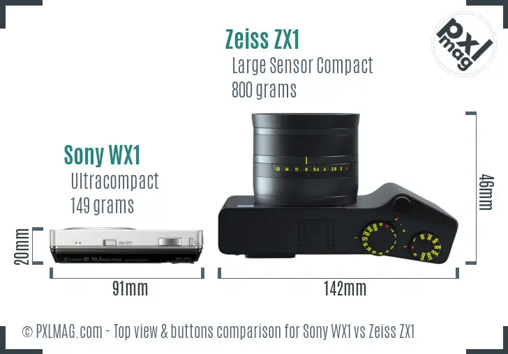 Sony WX1 vs Zeiss ZX1 top view buttons comparison