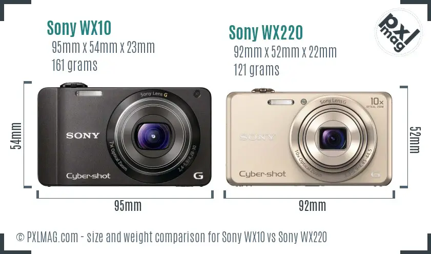 Sony WX10 vs Sony WX220 size comparison