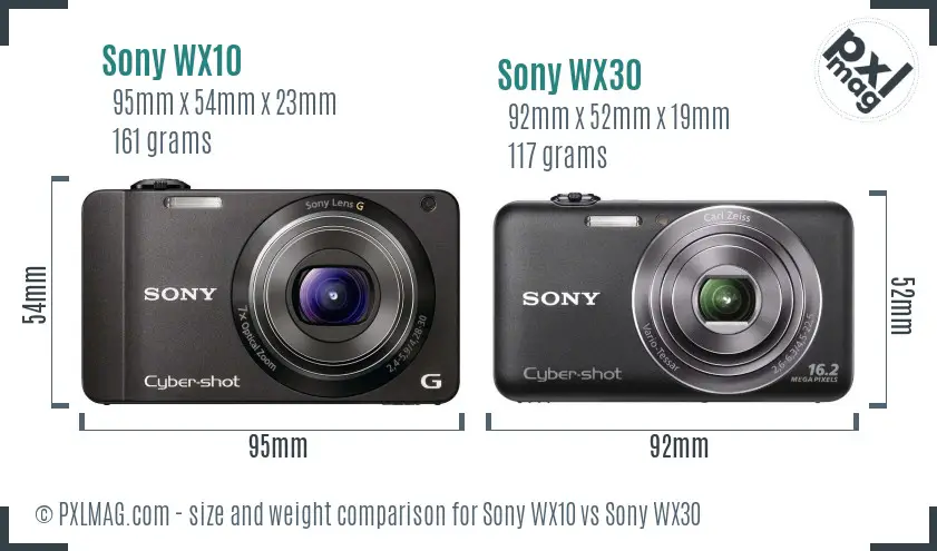 Sony WX10 vs Sony WX30 size comparison