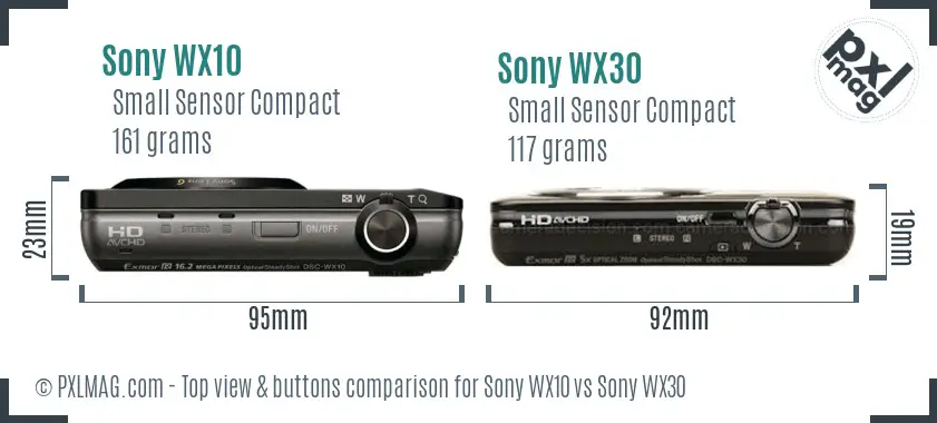 Sony WX10 vs Sony WX30 top view buttons comparison