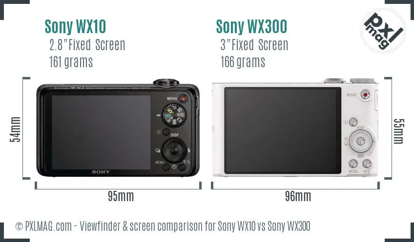Sony WX10 vs Sony WX300 Screen and Viewfinder comparison