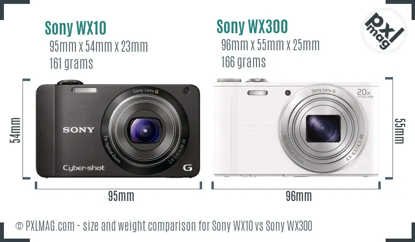 Sony WX10 vs Sony WX300 size comparison
