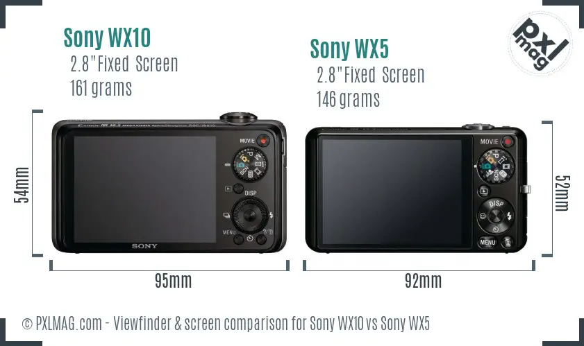 Sony WX10 vs Sony WX5 Screen and Viewfinder comparison