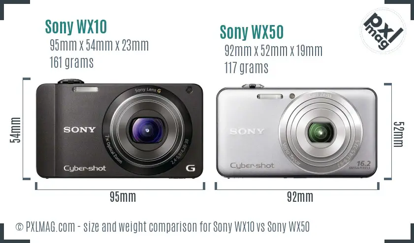Sony WX10 vs Sony WX50 size comparison