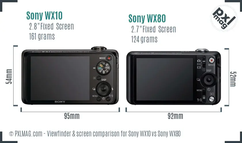 Sony WX10 vs Sony WX80 Screen and Viewfinder comparison