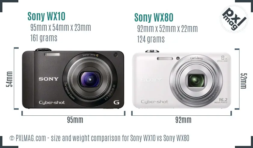 Sony WX10 vs Sony WX80 size comparison