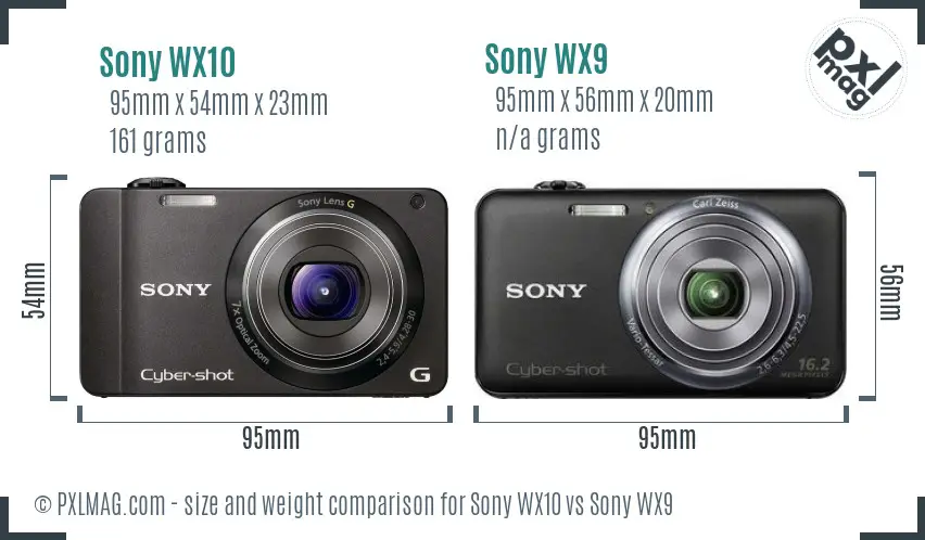Sony WX10 vs Sony WX9 size comparison