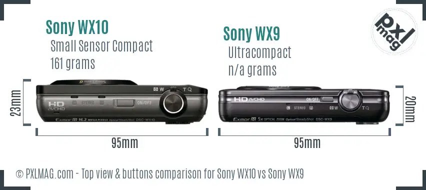 Sony WX10 vs Sony WX9 top view buttons comparison