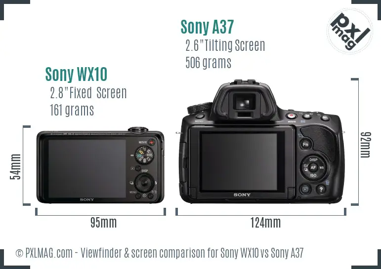 Sony WX10 vs Sony A37 Screen and Viewfinder comparison