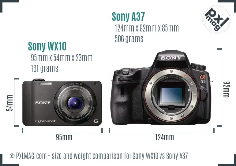 Sony WX10 vs Sony A37 size comparison