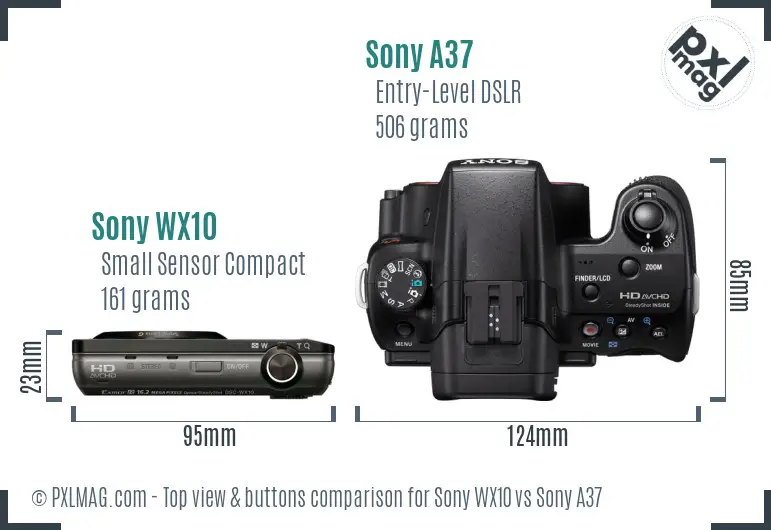 Sony WX10 vs Sony A37 top view buttons comparison