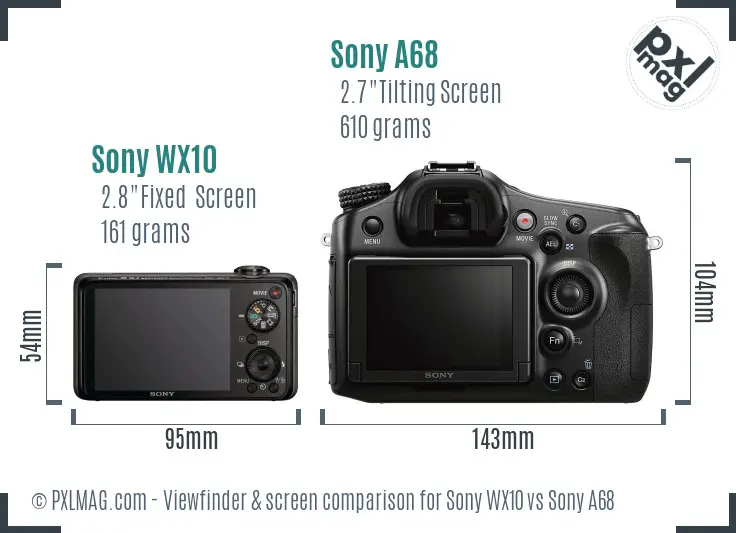 Sony WX10 vs Sony A68 Screen and Viewfinder comparison